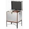 Vintiquewise Silver and Brown Trimmed Faux Leather Lockable Square Lined Storage Trunk, End Table on Metal Stand QI003796.SI - alternate 4